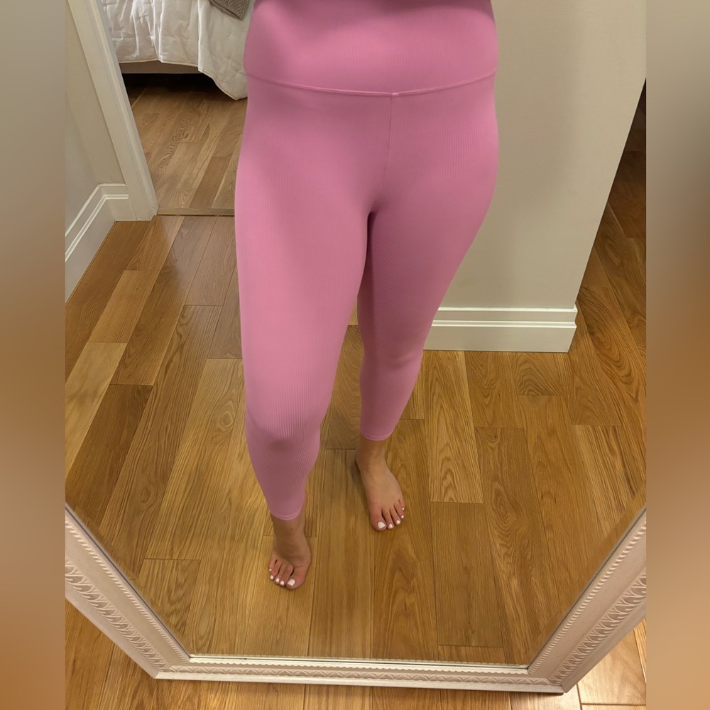 Koral Pink Pastel Rib High Rise Workout, Yoga, or Running Leggings Size Small